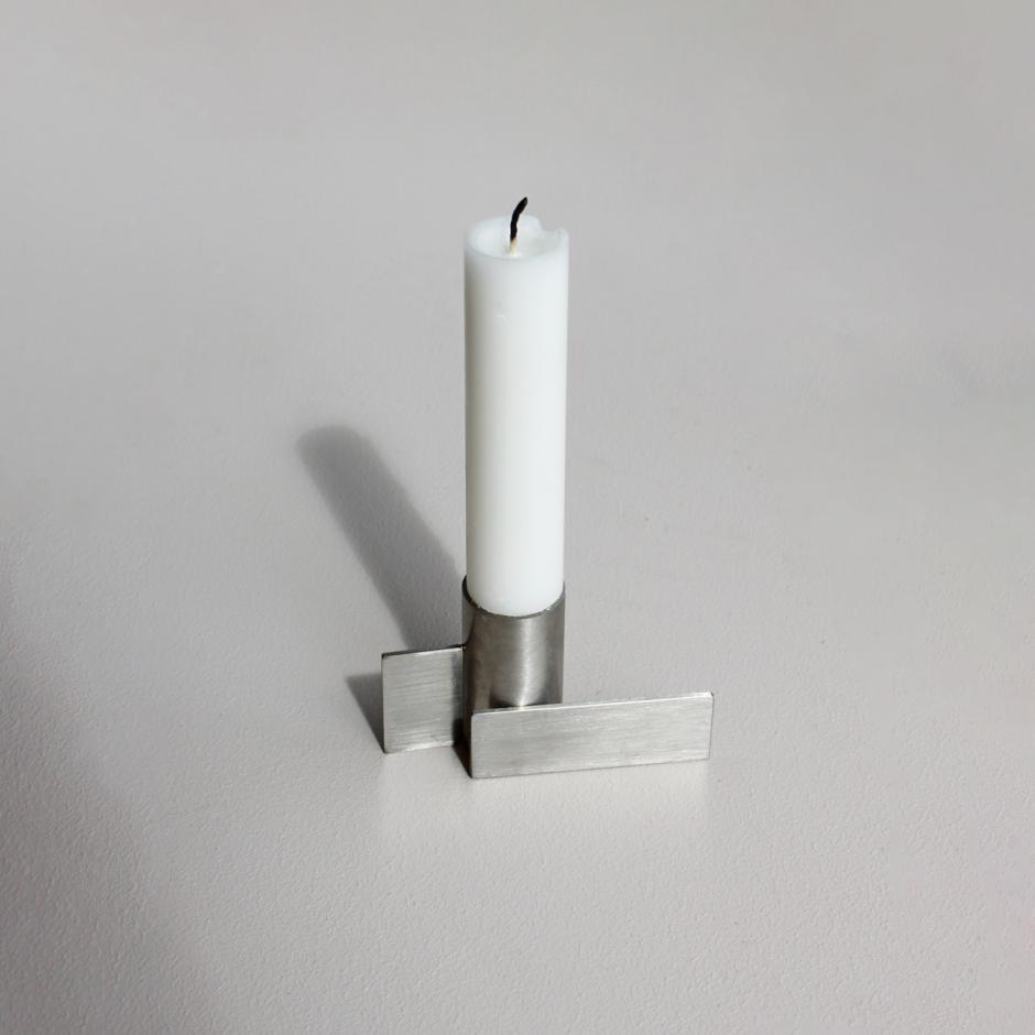Icon lysestage 01, børstet stål