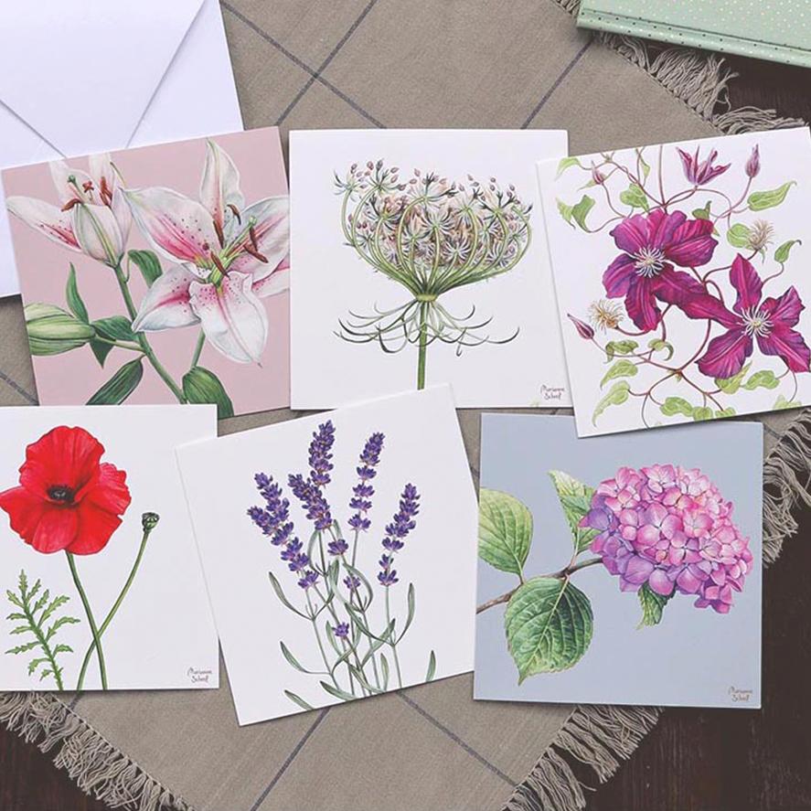 Kvadratiske blomster takkekort
