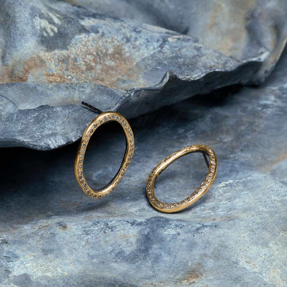 By Birdie Onassis oval gold pave