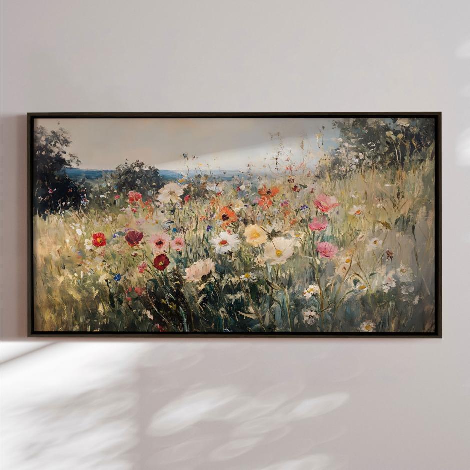 Håndlavet maleri med ramme - Wildflowers
